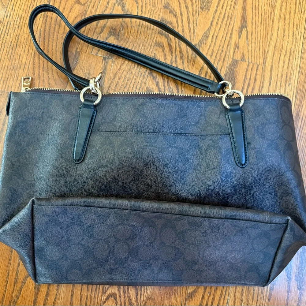 COACH Ava Tote Purse  Deep Brown Logo